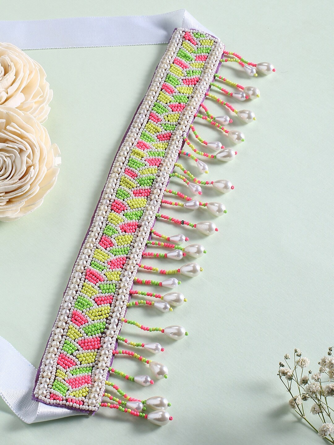 

justpeachy Beaded Choker Necklace, White