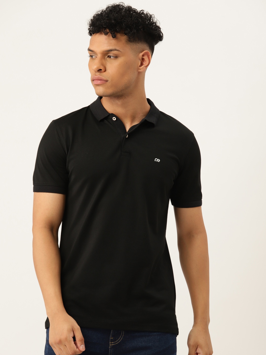 

Peter England Men Polo Collar T-shirt, Black