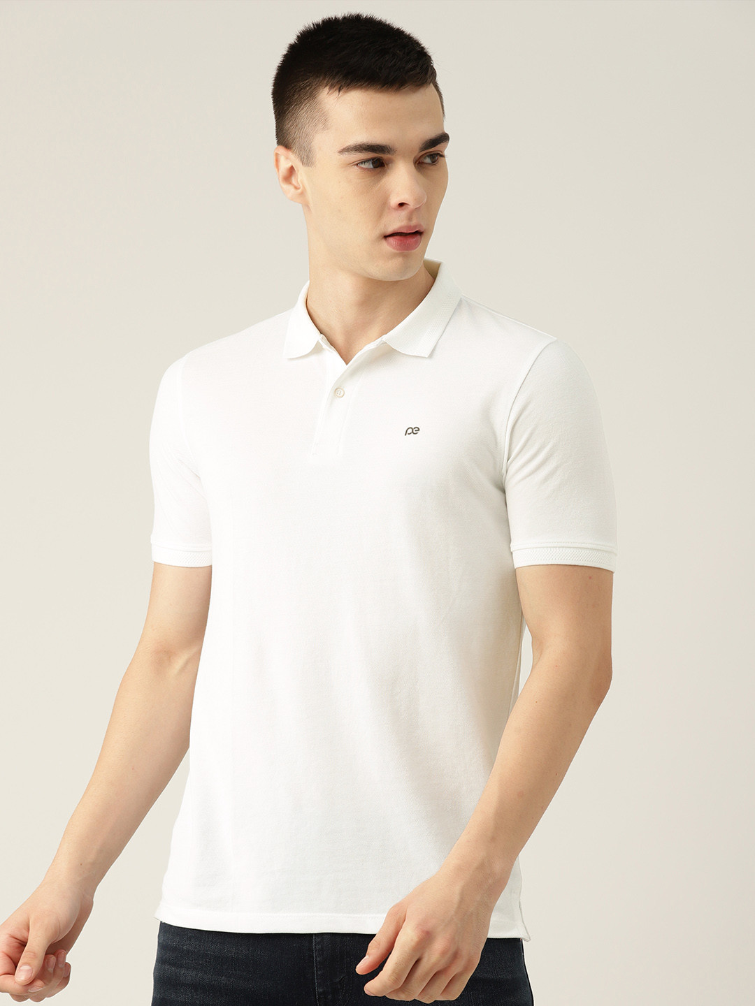 

Peter England Men Polo Collar Slim Fit T-shirt, White