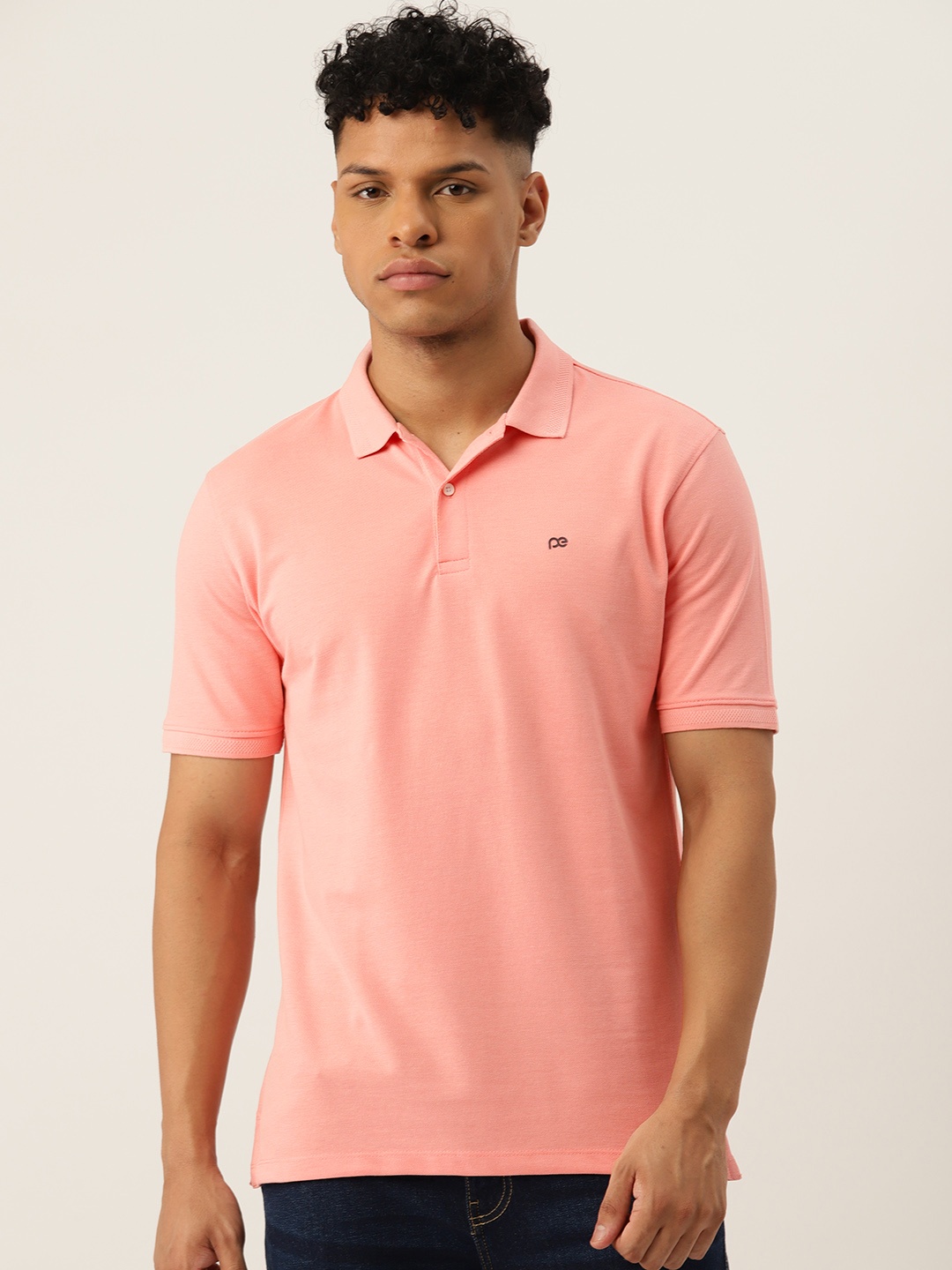 

Peter England Men Polo Collar T-shirt, Pink