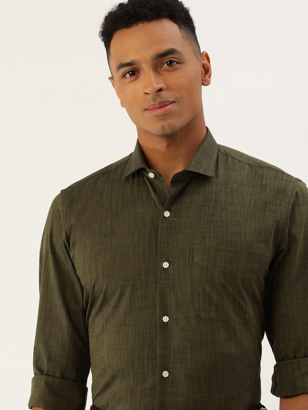 

Peter England Slim Fit Solid Pure Cotton Formal Shirt, Brown