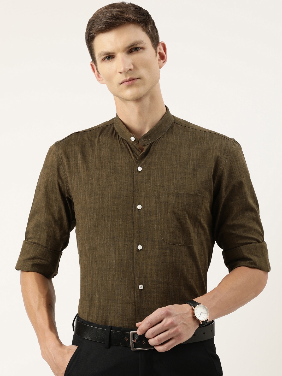 

Peter England Pure Cotton Slim Fit Formal Shirt, Brown