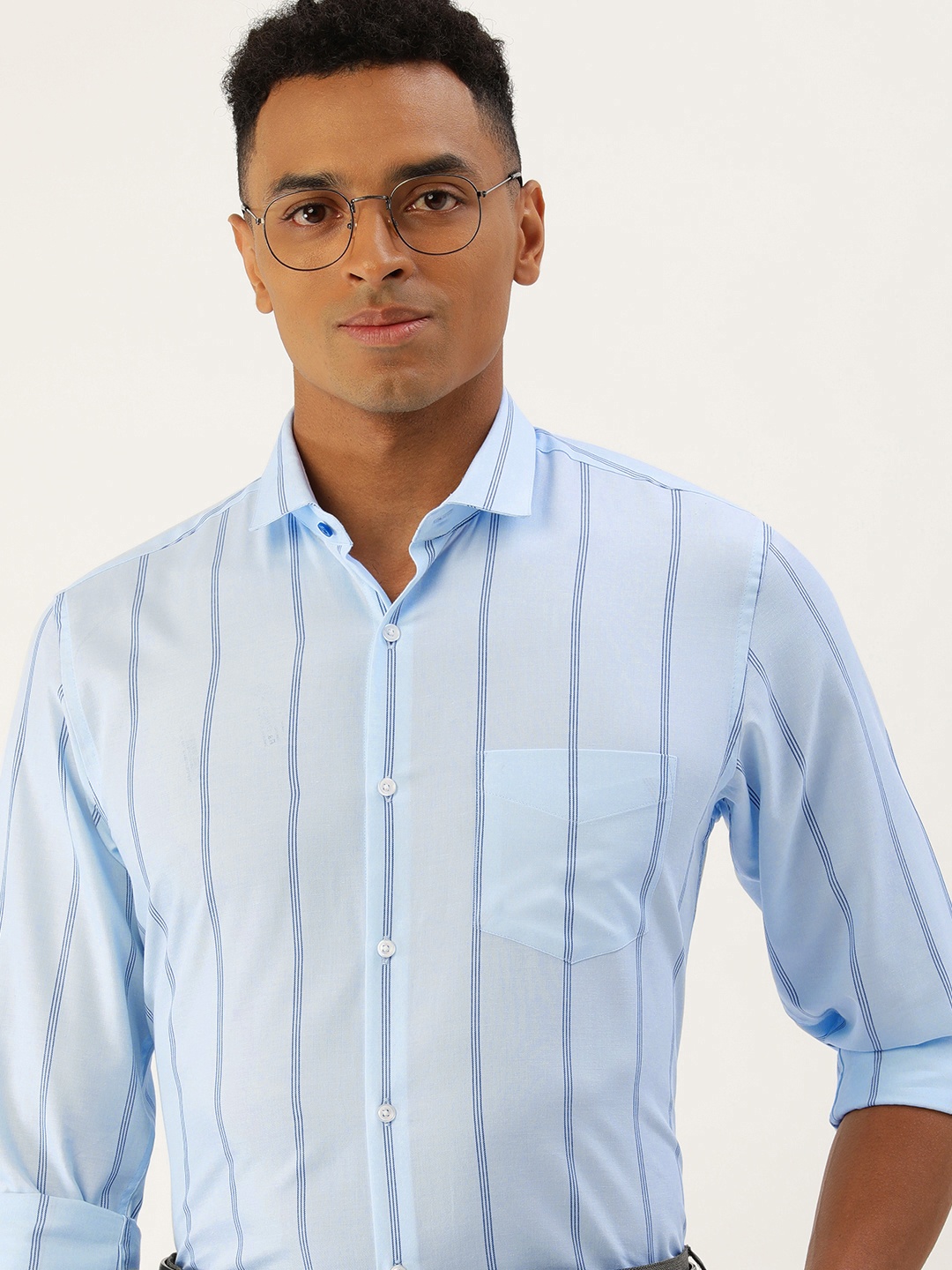 

Peter England Slim Fit Striped Formal Shirt, Blue