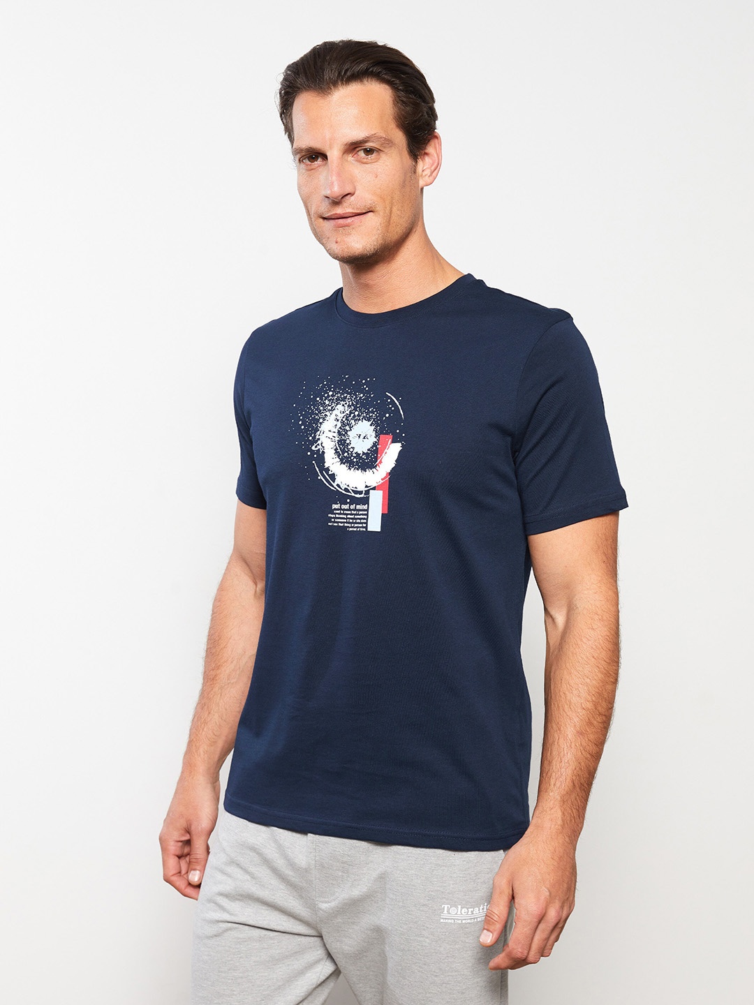

LC Waikiki Printed Pure Cotton T-shirt, Navy blue