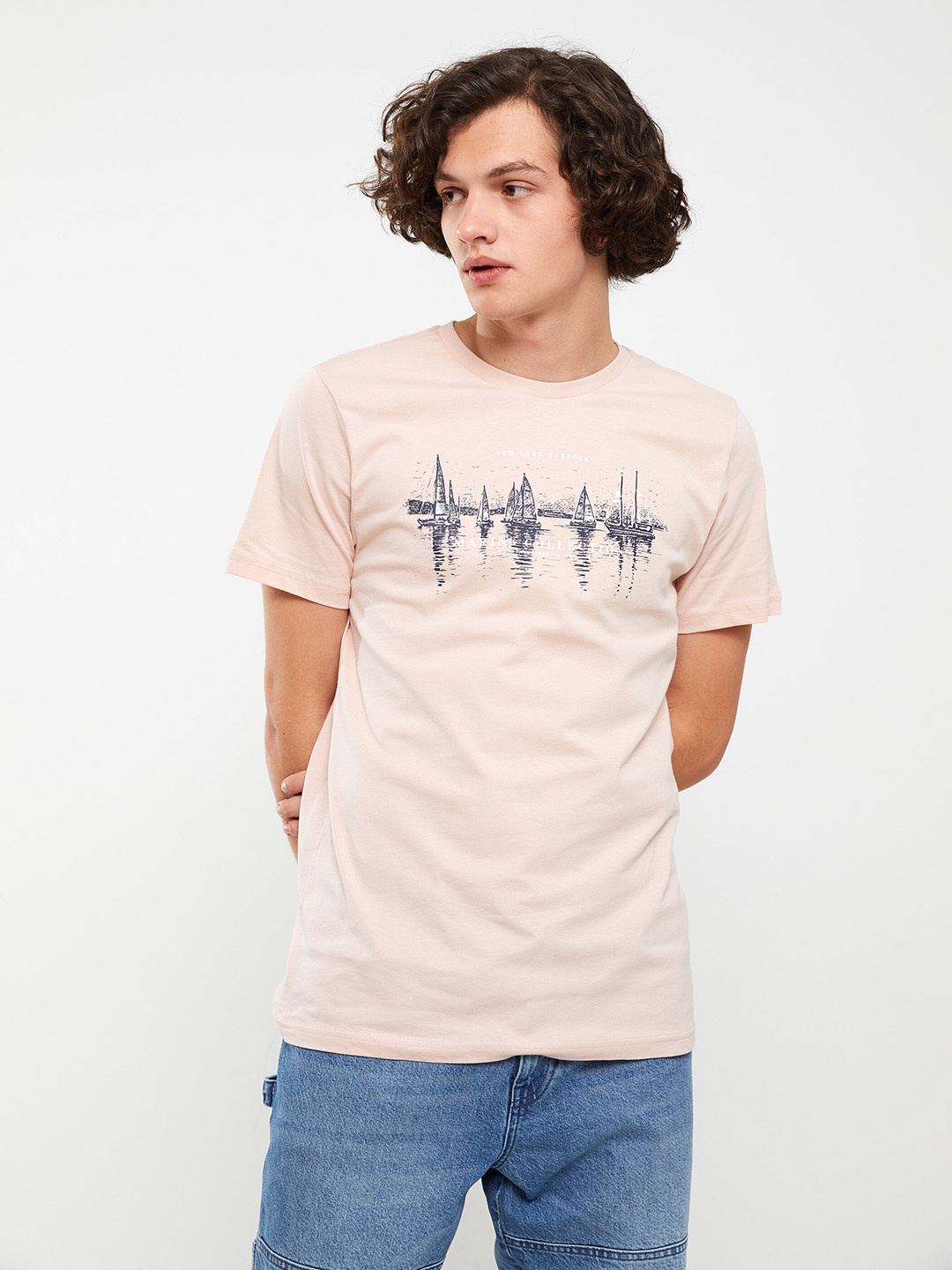 

LC Waikiki Printed Pure Cotton T-shirt, Peach