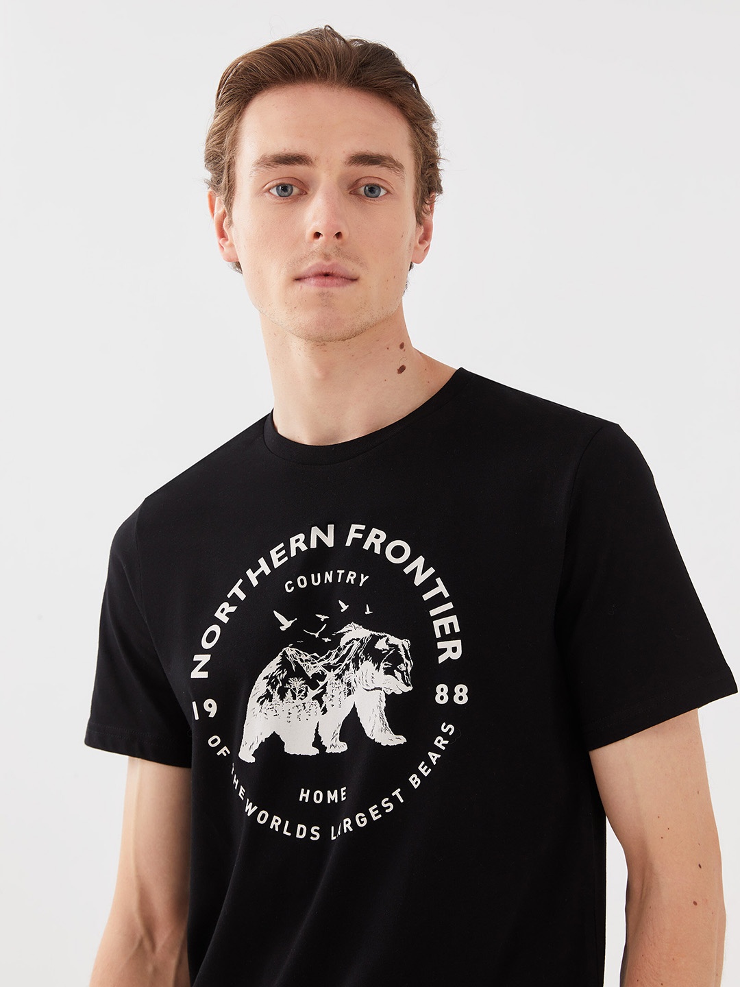 

LC Waikiki Typography Printed Pure Cotton T-shirt, Black