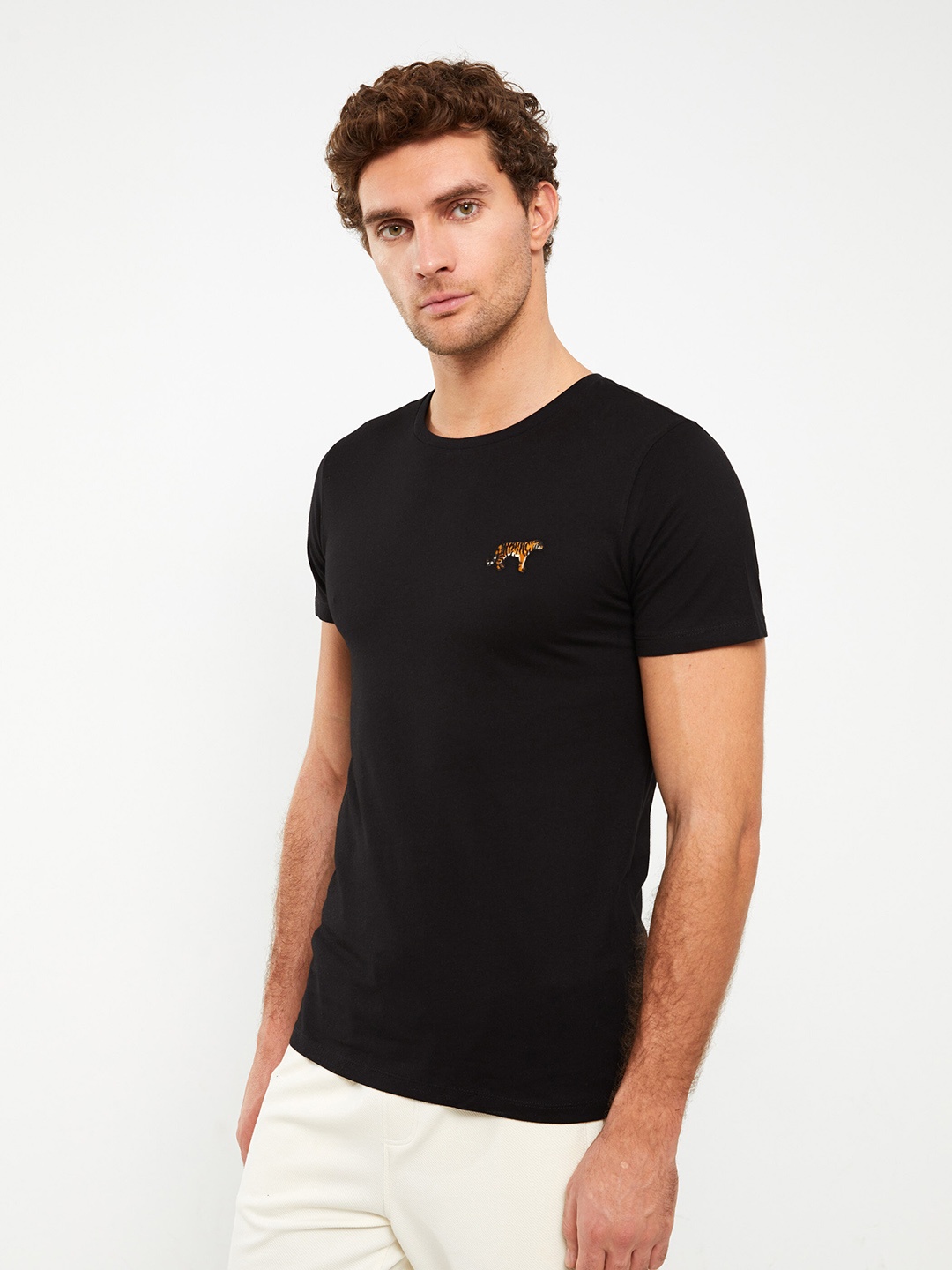 

LC Waikiki Embroidered Detail Pure Cotton T-shirt, Black