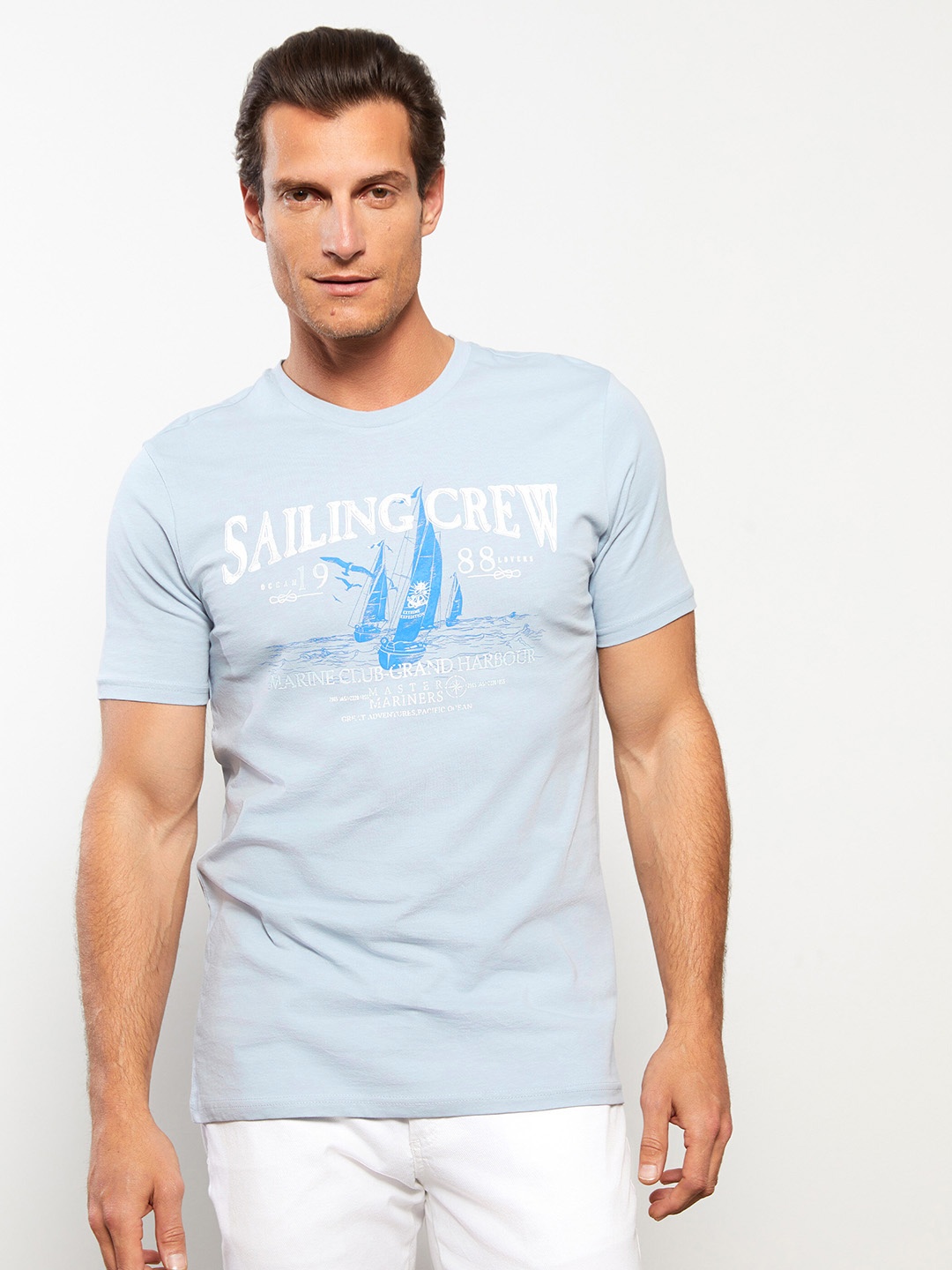 

LC Waikiki Printed Pure Cotton T-shirt, Blue