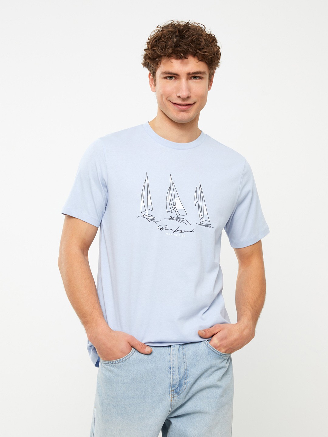 

LC Waikiki Nautical Printed Pure Cotton T-shirt, Blue