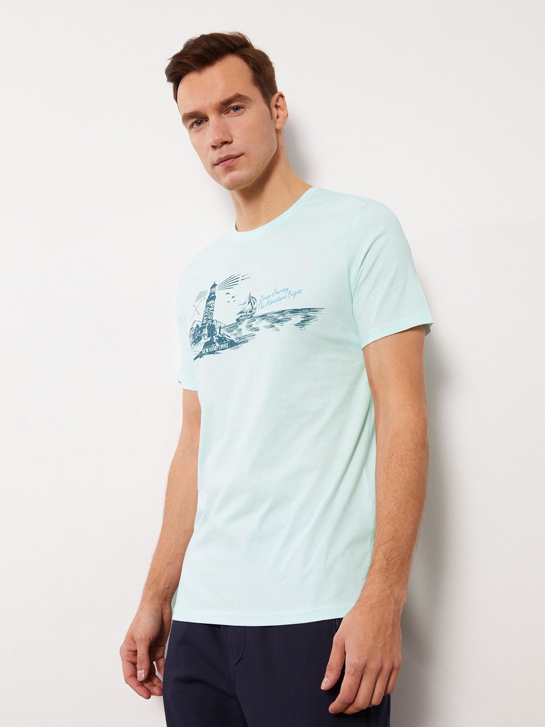 

LC Waikiki Printed Pure Cotton T-shirt, Sea green