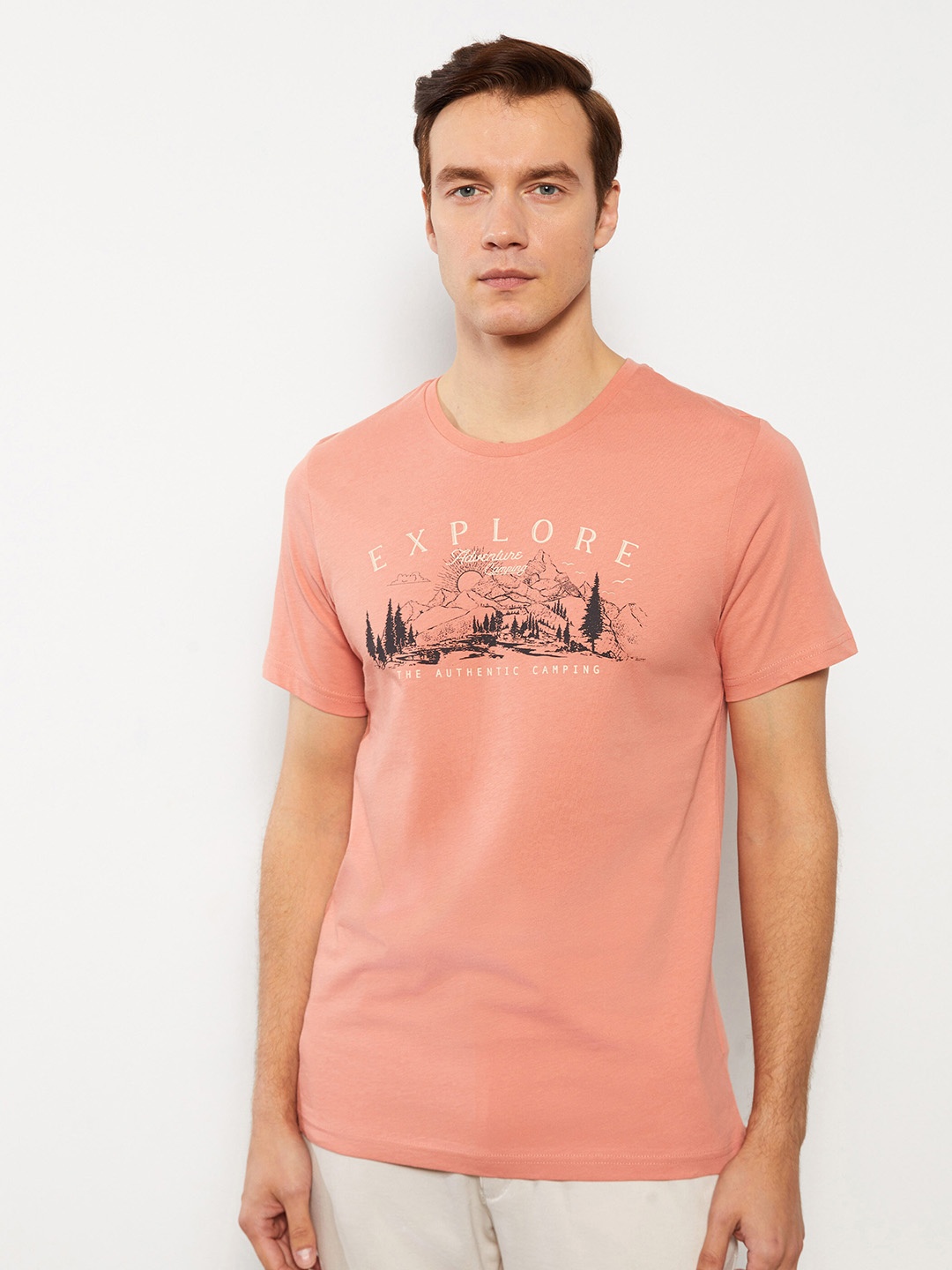 

LC Waikiki Printed Pure Cotton T-shirt, Coral