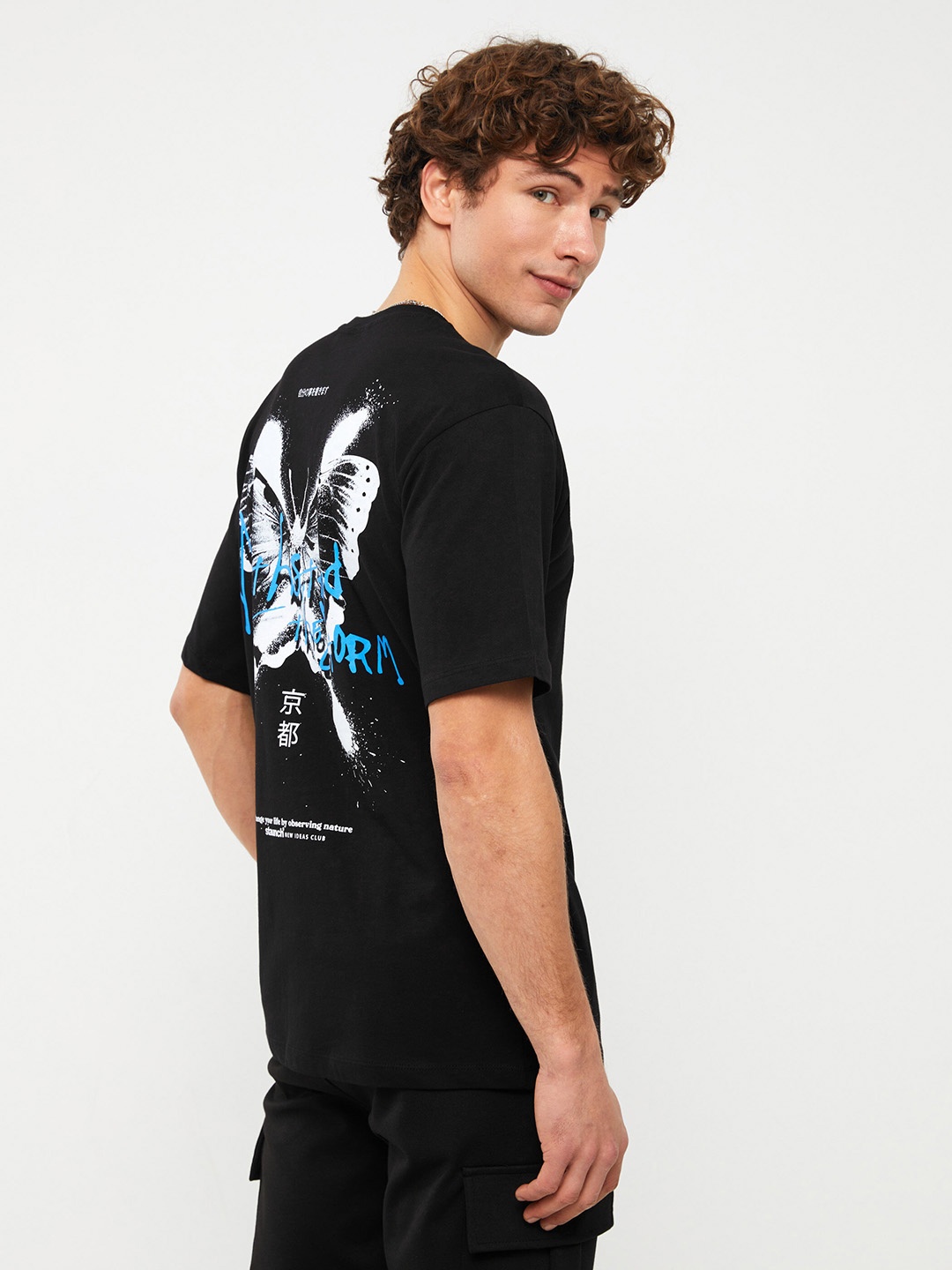 

LC Waikiki Men Printed Pure Cotton T-shirt, Black