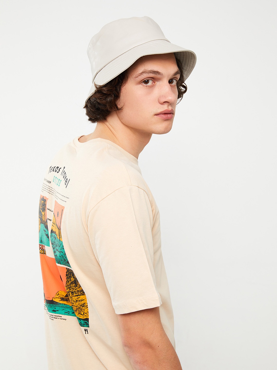 

LC Waikiki Graphic Printed Pure Cotton T-shirt, Beige