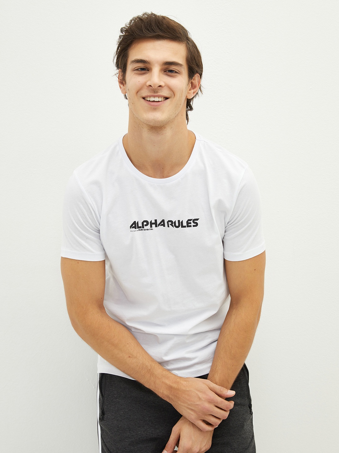 

LC Waikiki Men Typography Printed Pure Cotton T-shirt, White