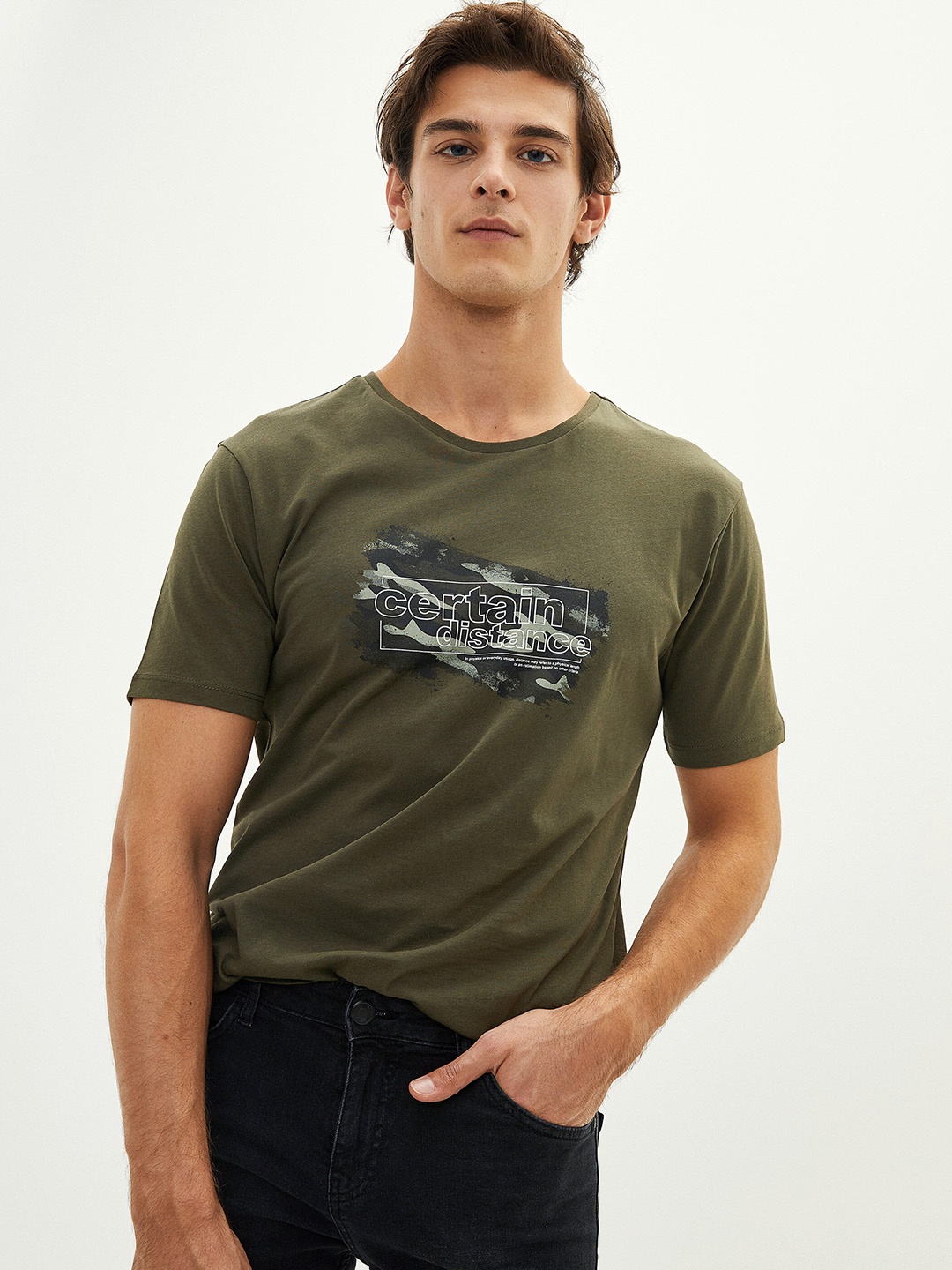 

LC Waikiki Printed Pure Cotton T-shirt, Olive