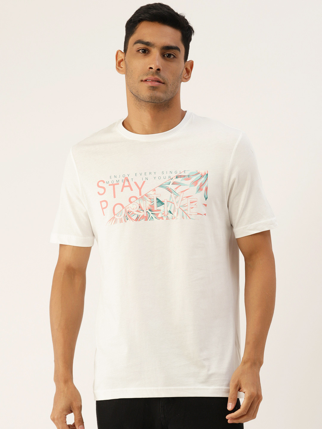 

LC Waikiki Men Typography Printed Pure Cotton T-shirt, White