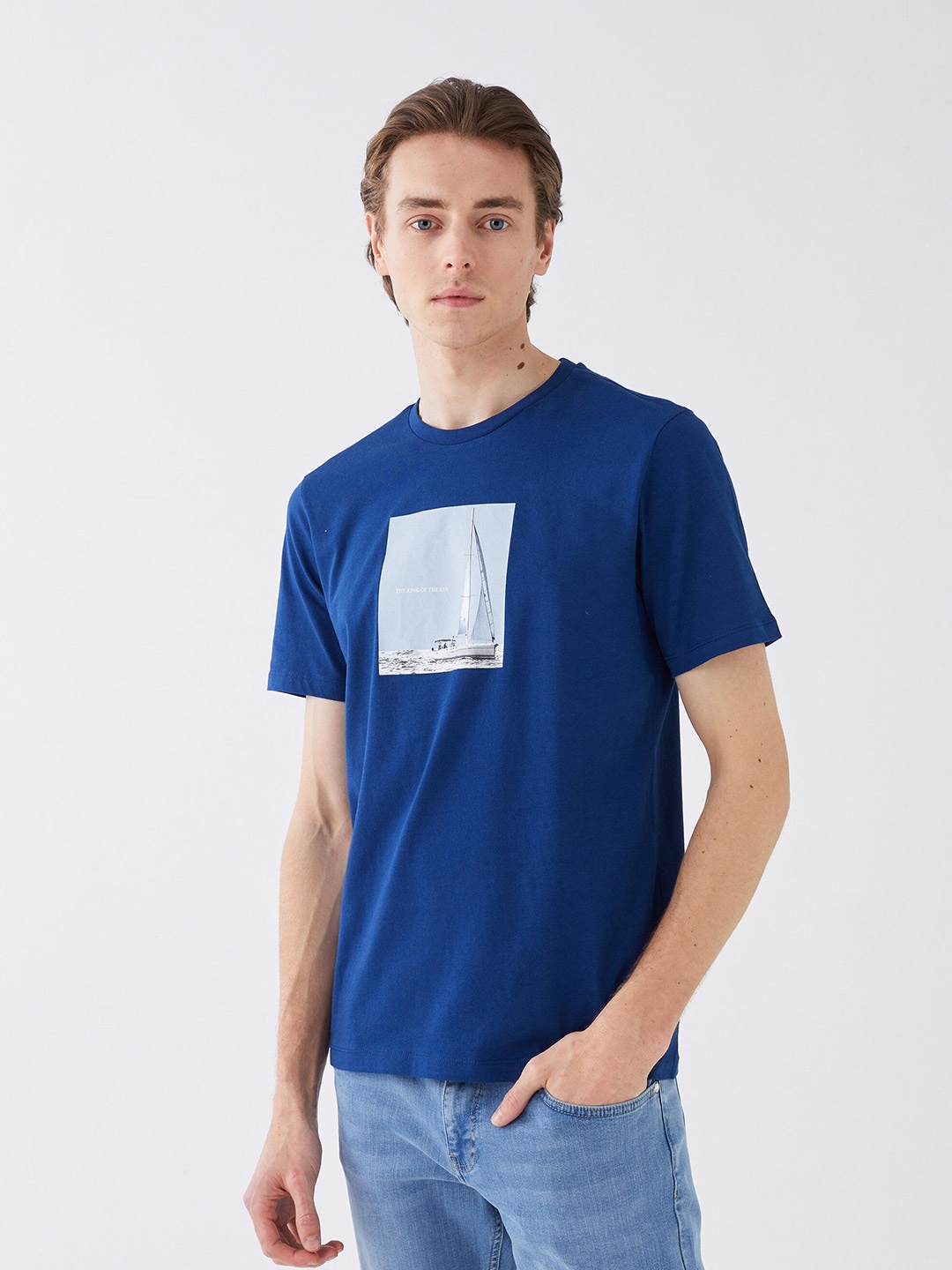 

LC Waikiki Graphic Printed Pure Cotton T-shirt, Navy blue