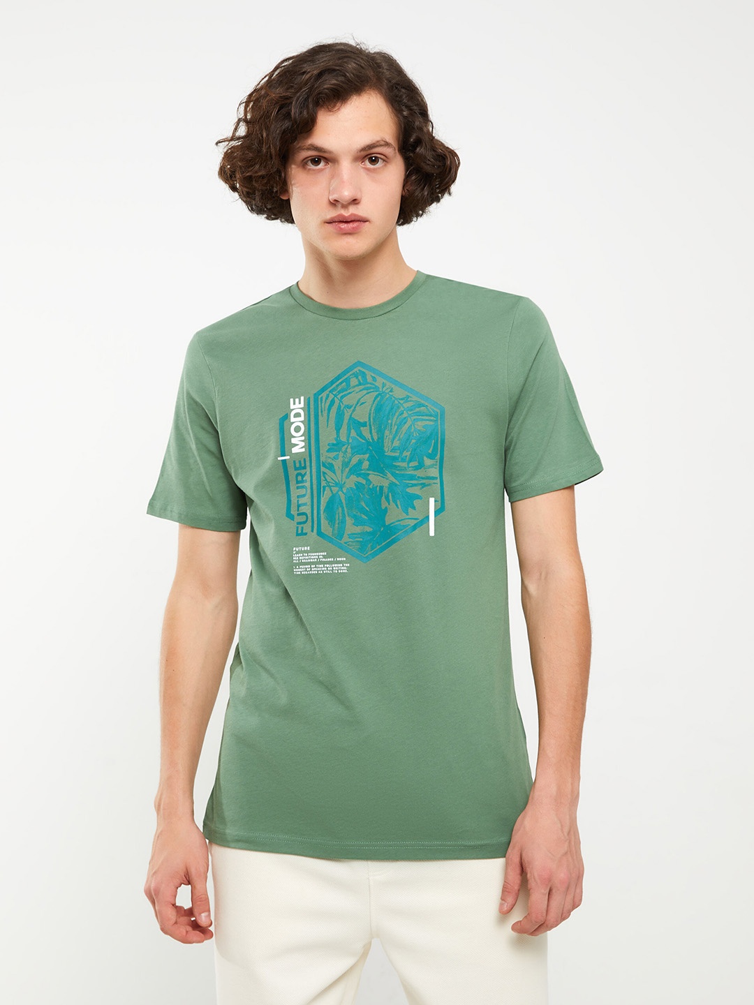 

LC Waikiki Printed Pure Cotton T-shirt, Green