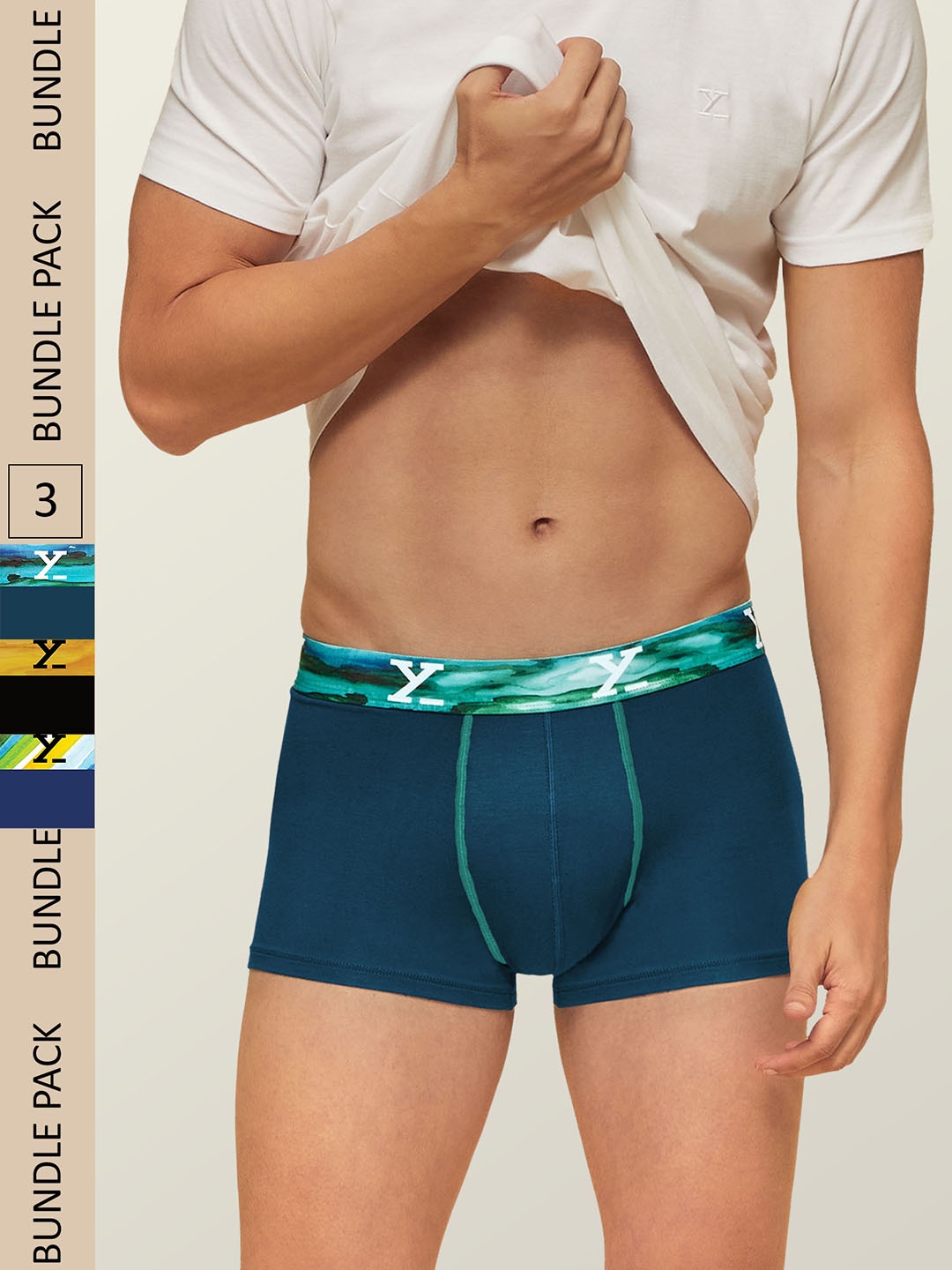 

XYXX Men IntelliSoft Antimicrobial Micro Modal Pack of 3 Dynamo Trunks XYTRNK3PCKN112, Black