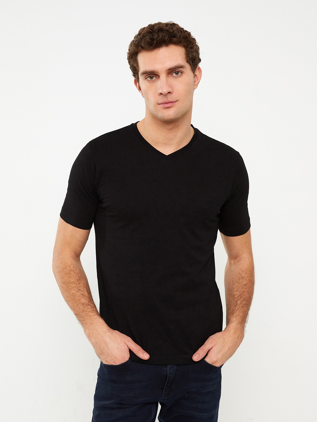 

LC Waikiki V-Neck Pure Cotton Slim Fit T-shirt, Black