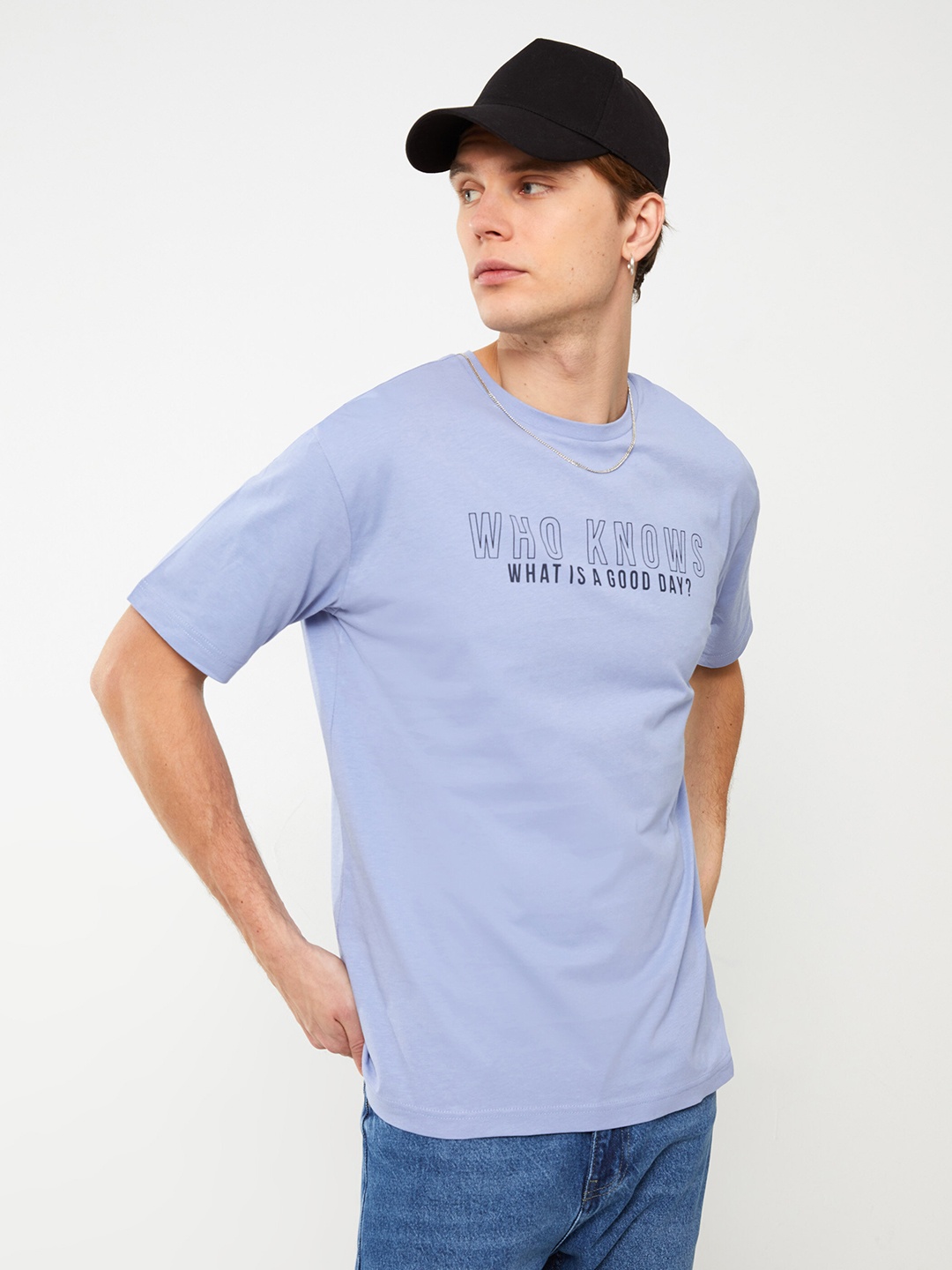 

LC Waikiki Typography Printed Pure Cotton T-shirt, Lavender