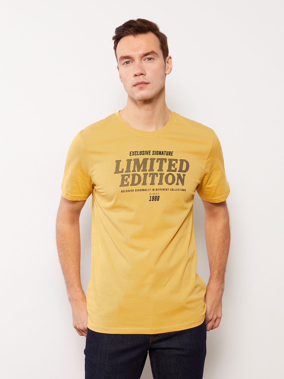 

LC Waikiki Typography Printed Pure Cotton T-shirt, Mustard