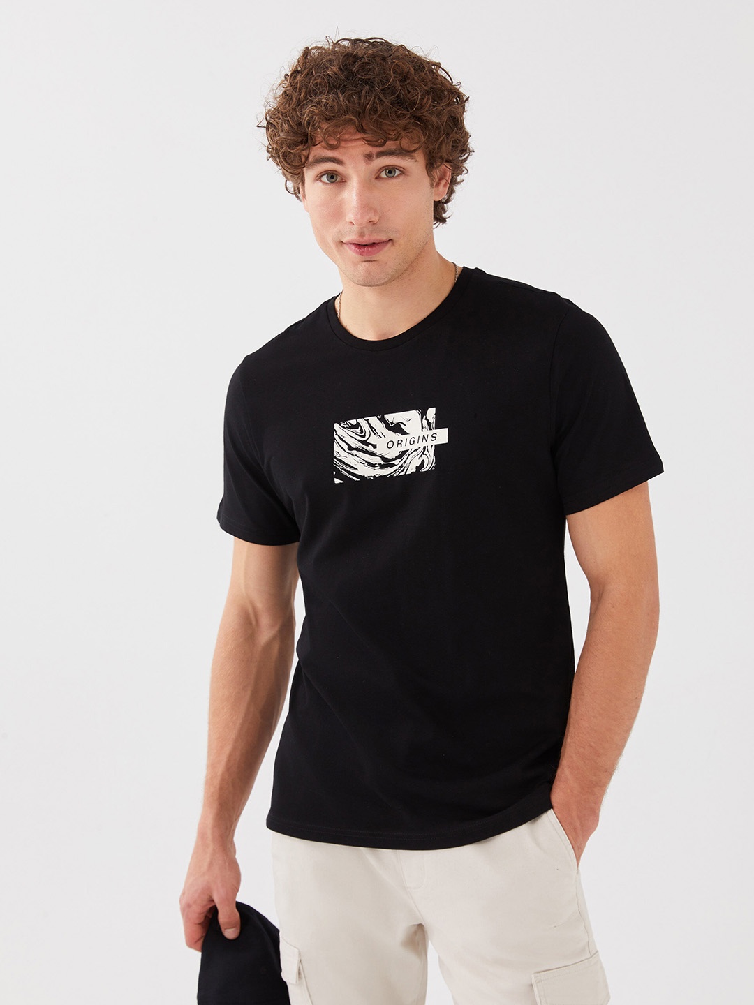 

LC Waikiki Printed Pure Cotton T-shirt, Black