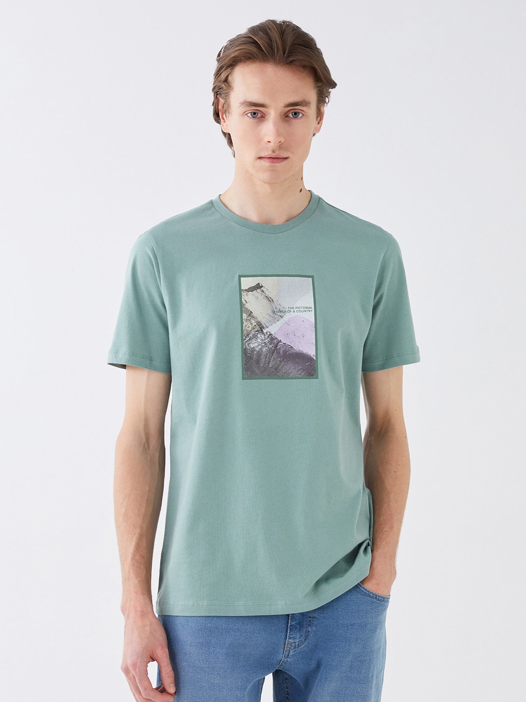 

LC Waikiki Graphic Printed Pure Cotton T-shirt, Green