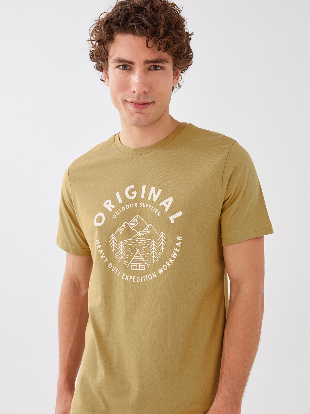 

LC Waikiki Typography Printed Pure Cotton T-shirt, Olive