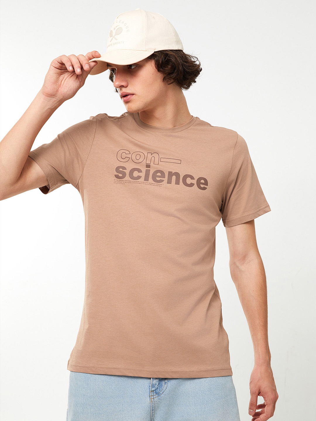 

LC Waikiki Typography Printed Pure Cotton T-shirt, Brown