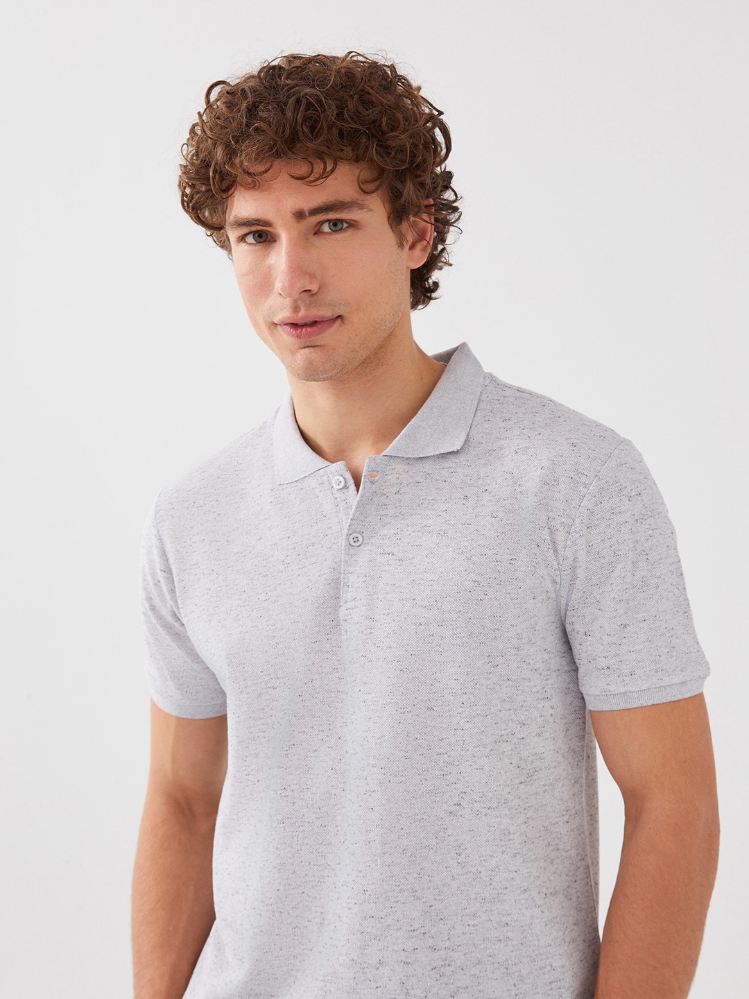 

LC Waikiki Men Polo Collar Slim Fit T-shirt, Grey melange
