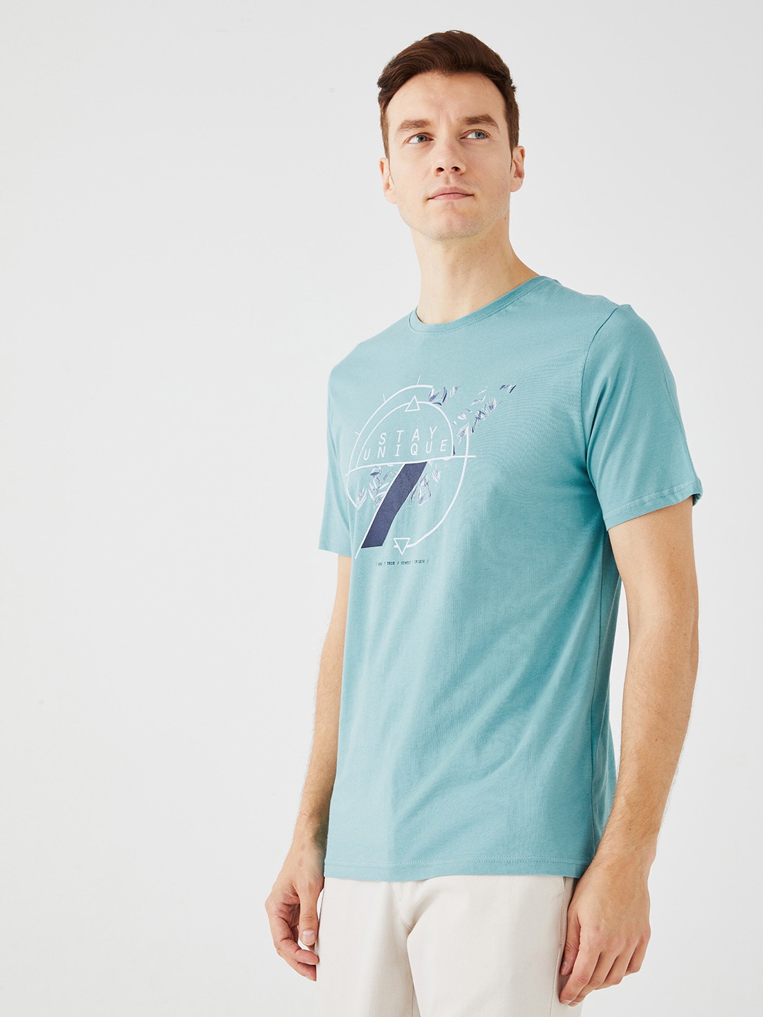 

LC Waikiki Typography Printed Pure Cotton T-shirt, Blue