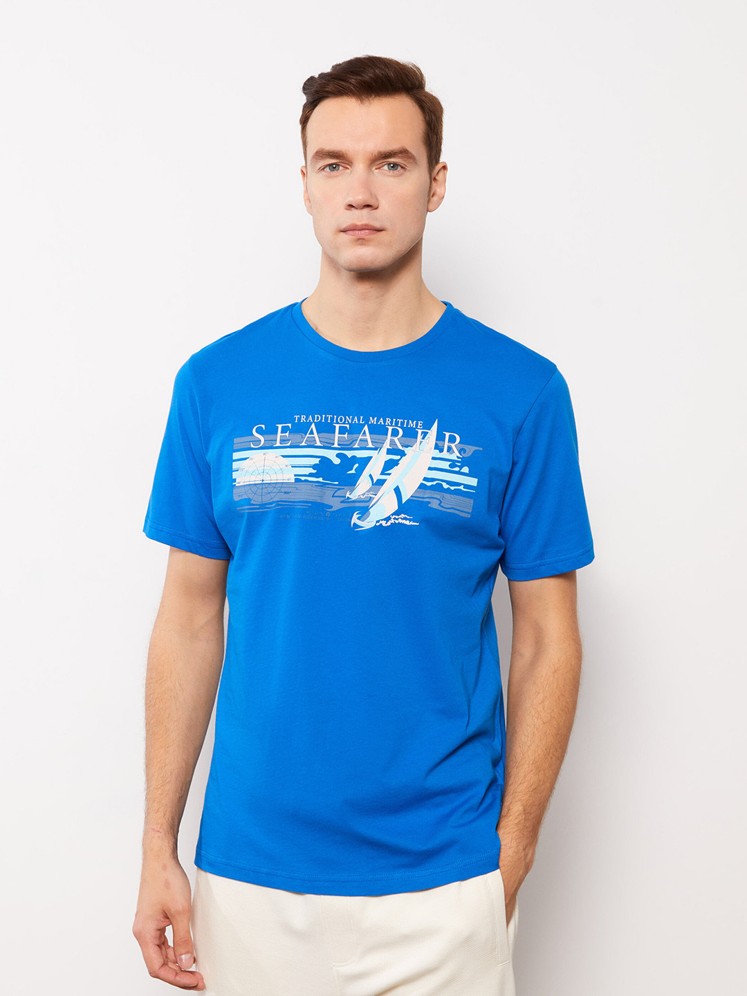 

LC Waikiki Printed Pure Cotton T-shirt, Blue