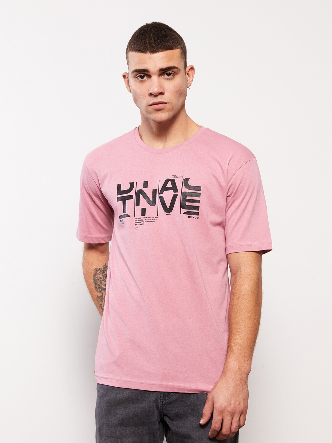 

LC Waikiki Typography Printed Pure Cotton T-shirt, Pink