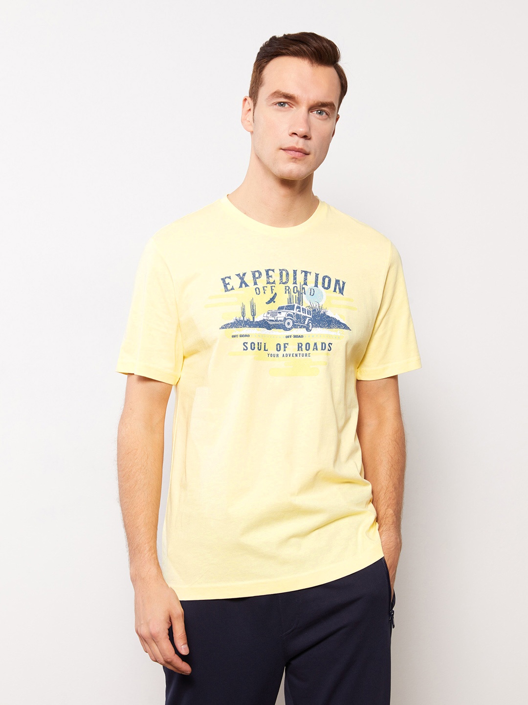 

LC Waikiki Printed Pure Cotton T-shirt, Yellow