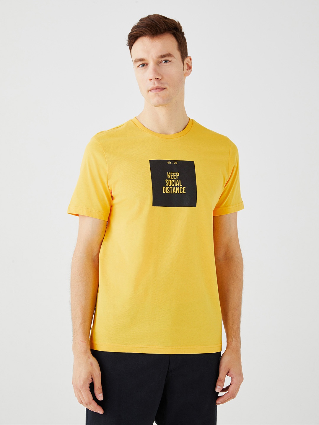 

LC Waikiki Typography Printed Pure Cotton T-shirt, Yellow