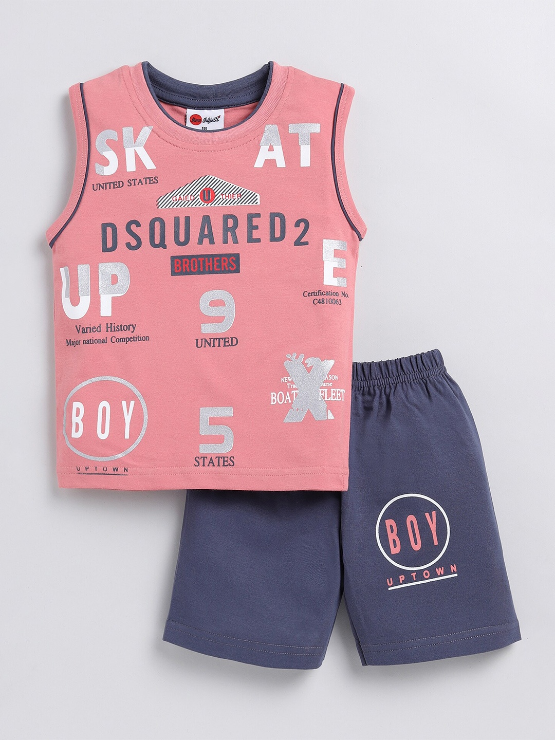

Mars Infiniti Boys Printed Pure Cotton T-shirt with Shorts, Pink