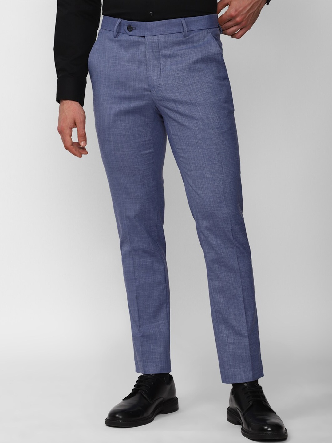 

Peter England Men Mid-Rise Slim Fit Formal Trousers, Blue