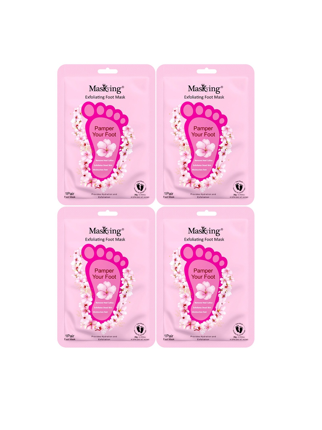

MasKing Set Of 4 Moisturizing & Hydrating Foot Mask - 20gm Each, White
