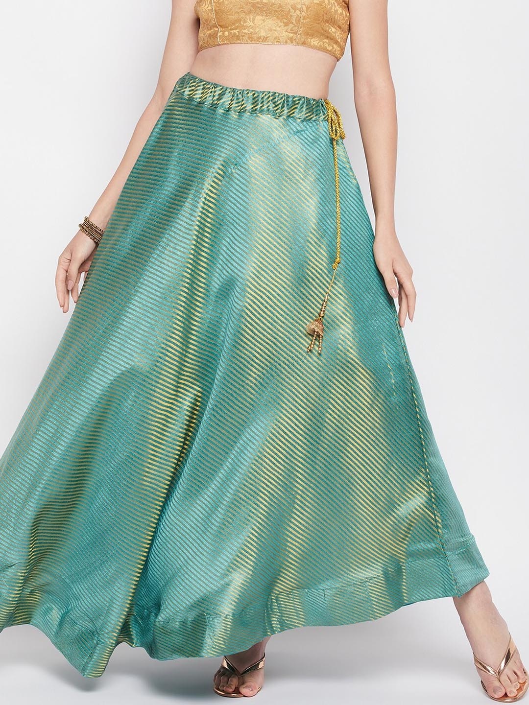 

Clora Creation Striped Flared Maxi Skirt, Green