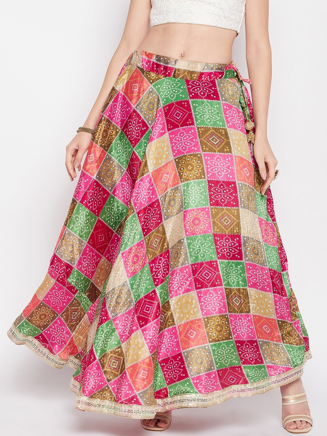 

Clora Creation Tie & Dye Printed Flared Skirts, Pink