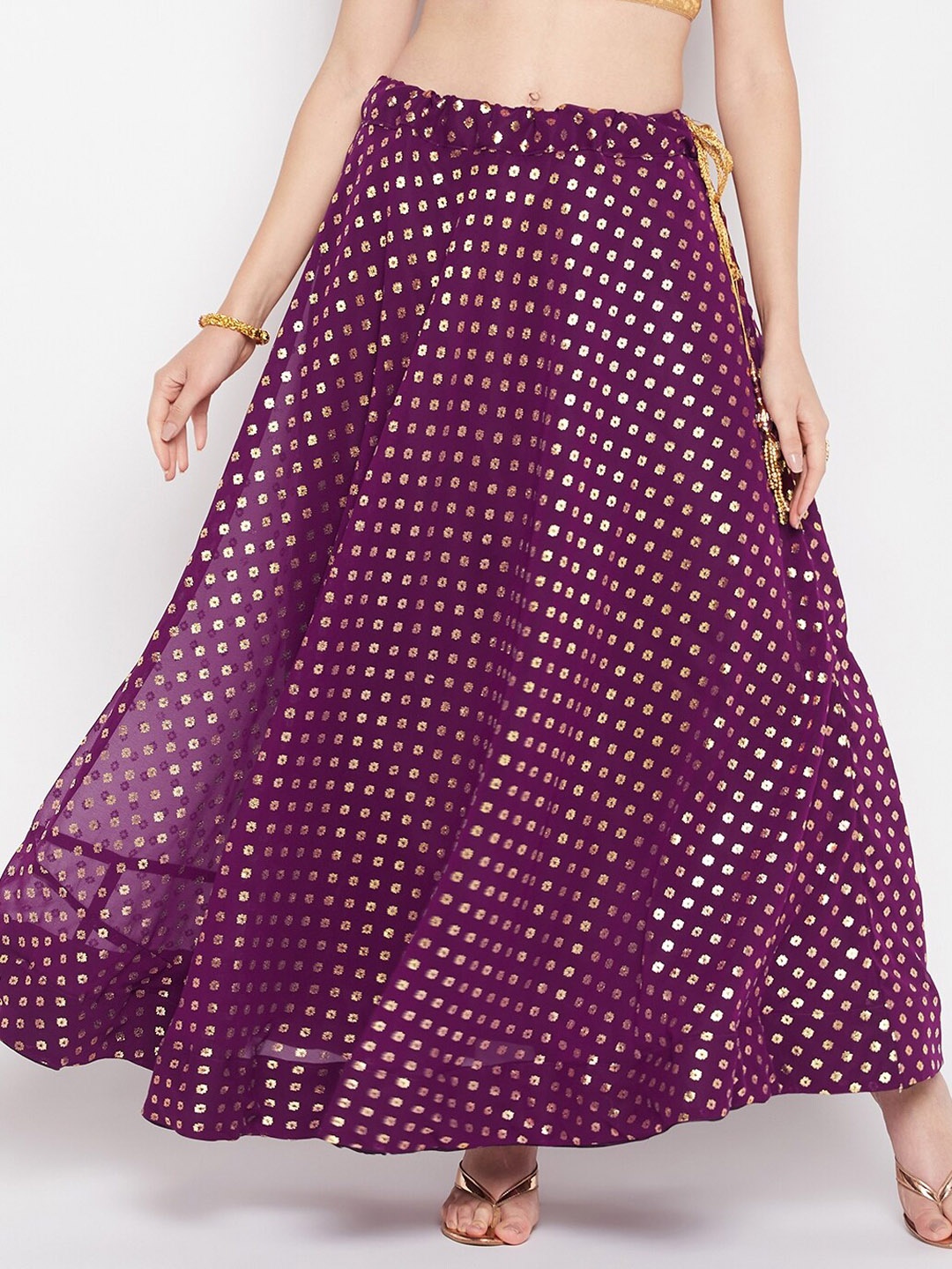 

Clora Creation Printed Flared Maxi Skirt, Violet