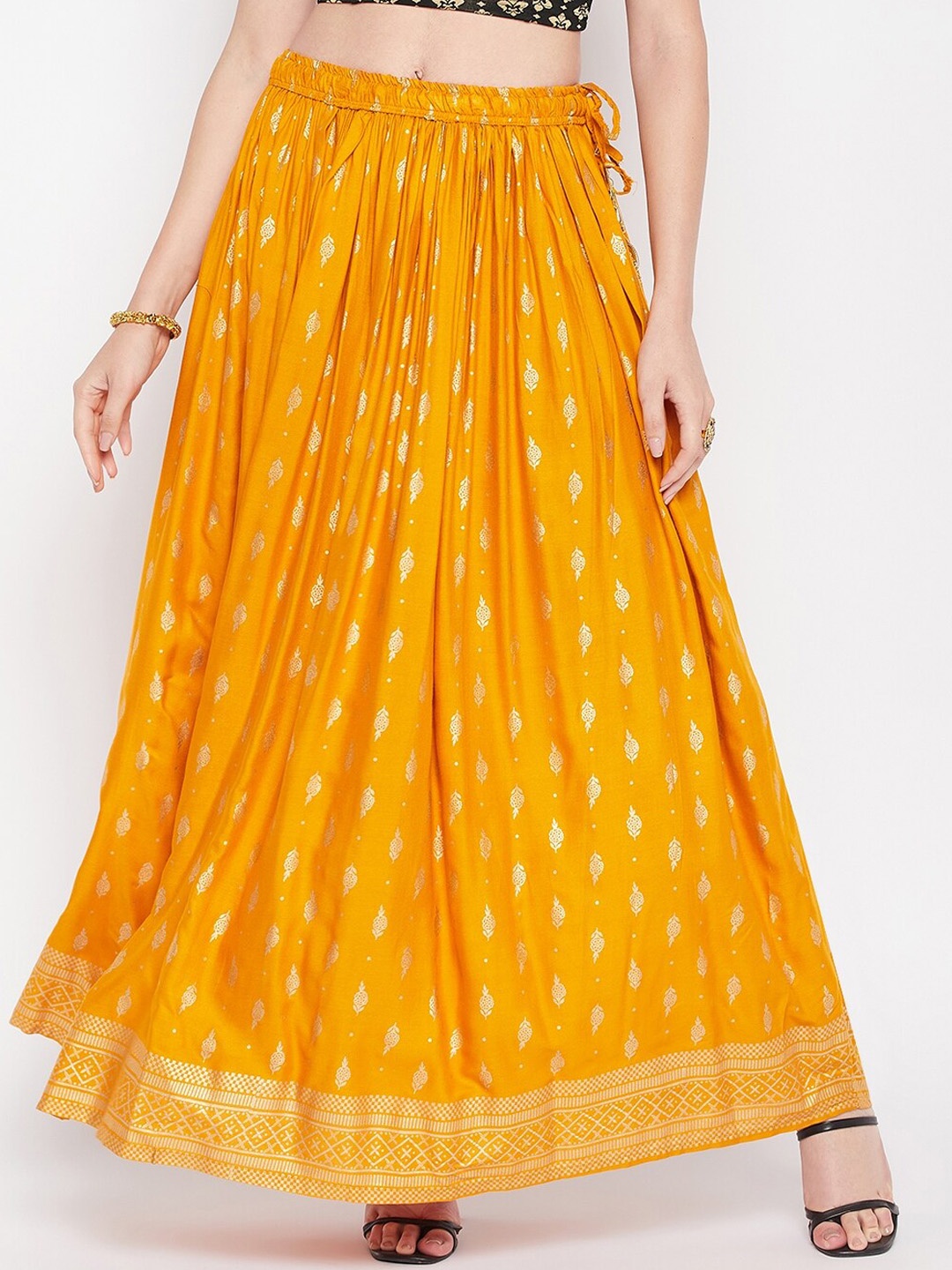 

Clora Ethnic Printed Maxi Skirt, Mustard
