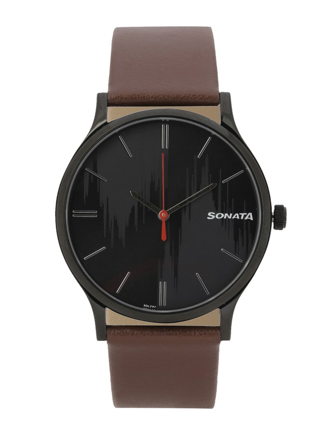 

Sonata Men Printed Leather Straps Analogue Watch 77105NL04, Brown