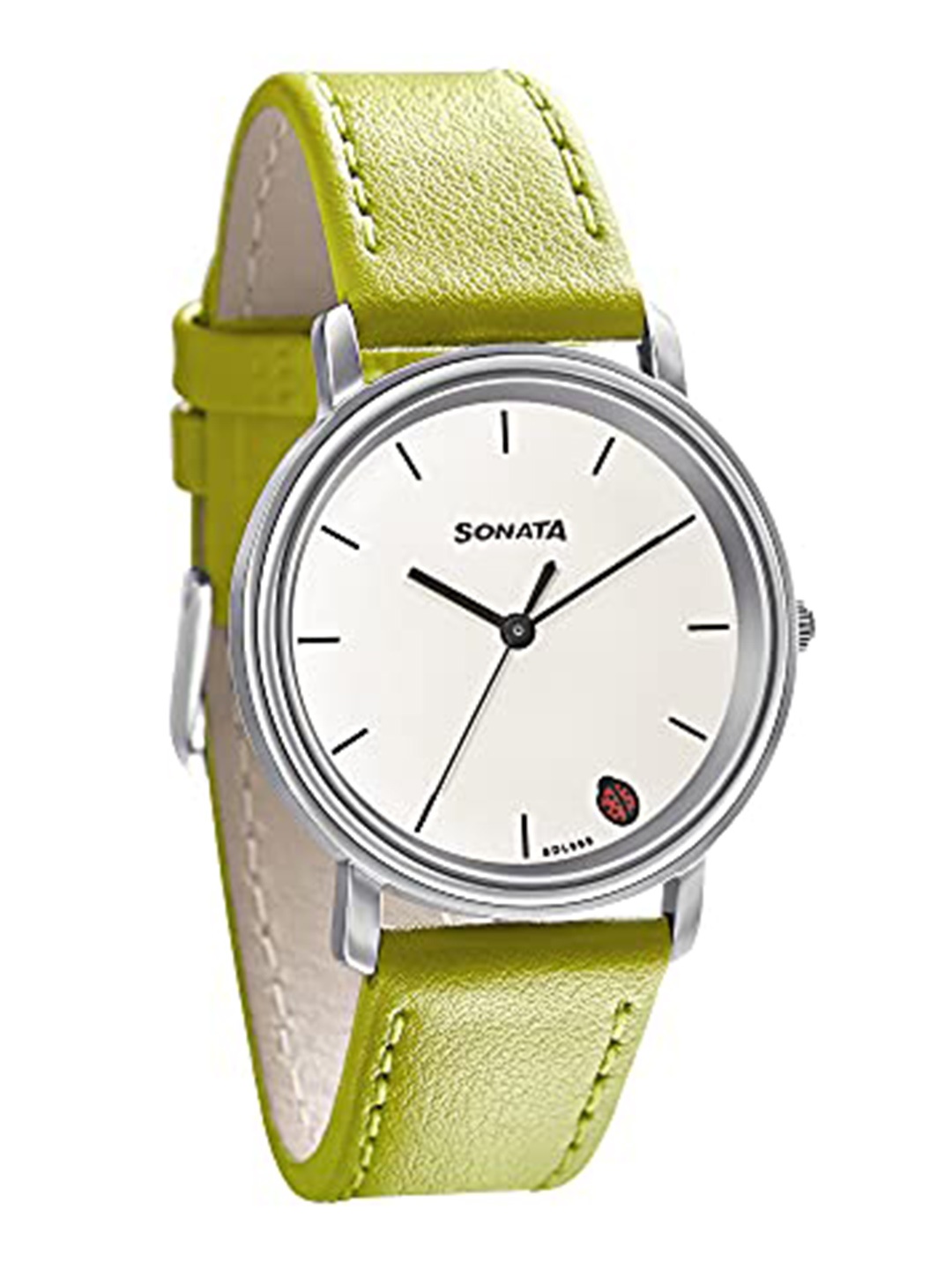 

Sonata Women Textured Leather Straps Analogue Watch 87029SL04, Green