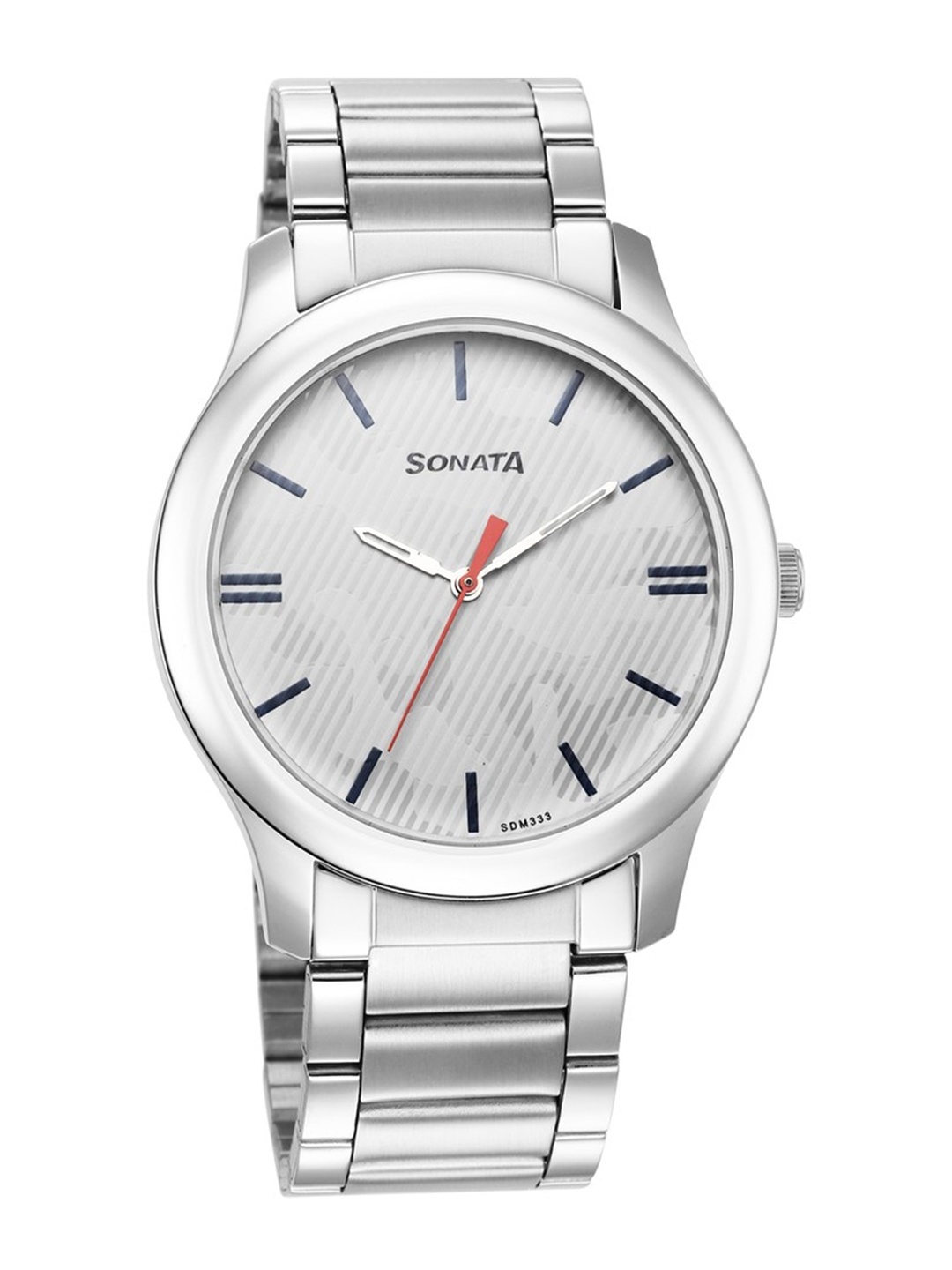 

Sonata Men Stainless Steel Bracelet Style Straps Analogue Watch 77106SM07W, Silver