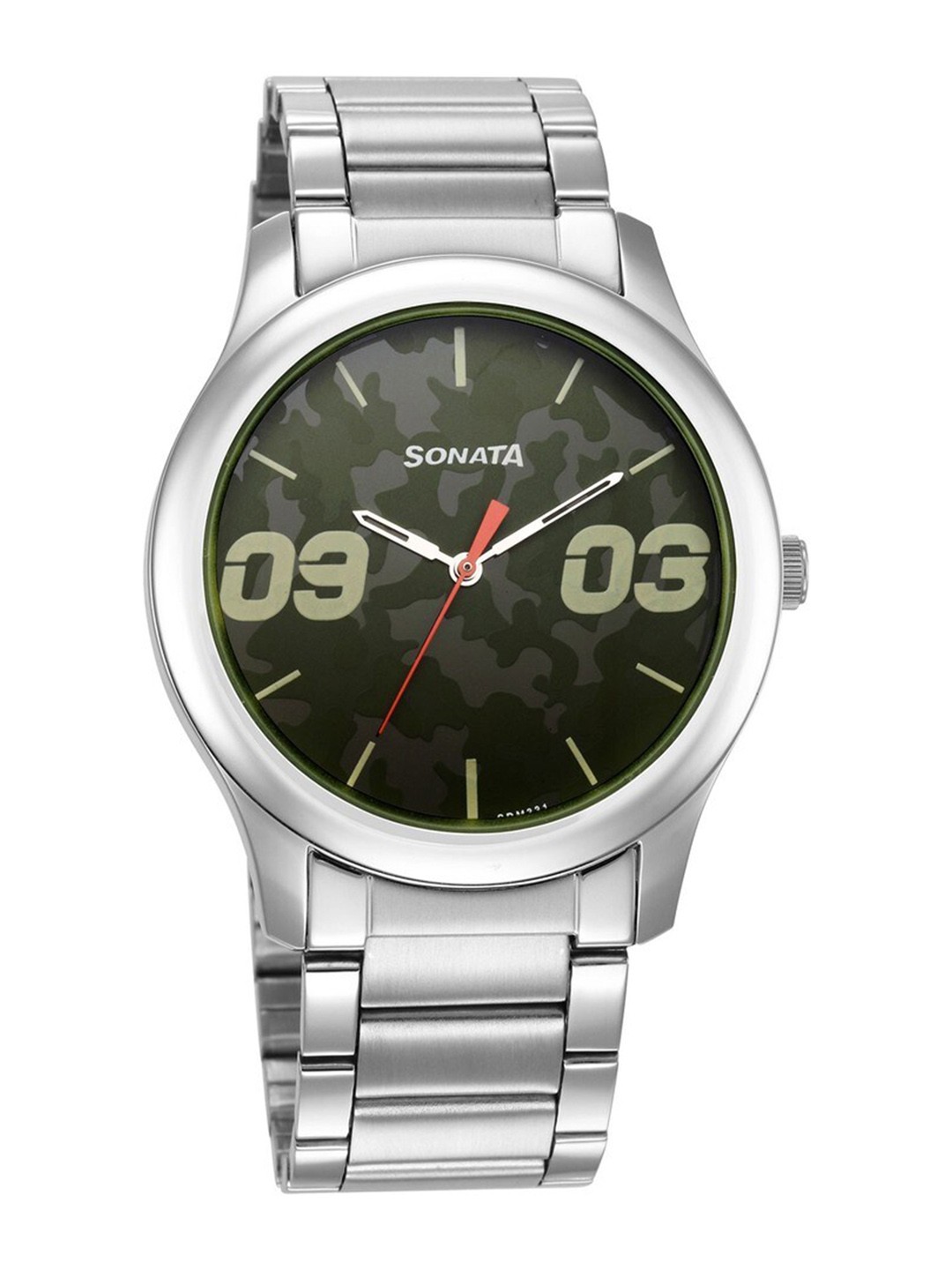 

Sonata Men Printed Dial & Stainless Steel Bracelet Style Straps Analogue Watch 77106SM05W