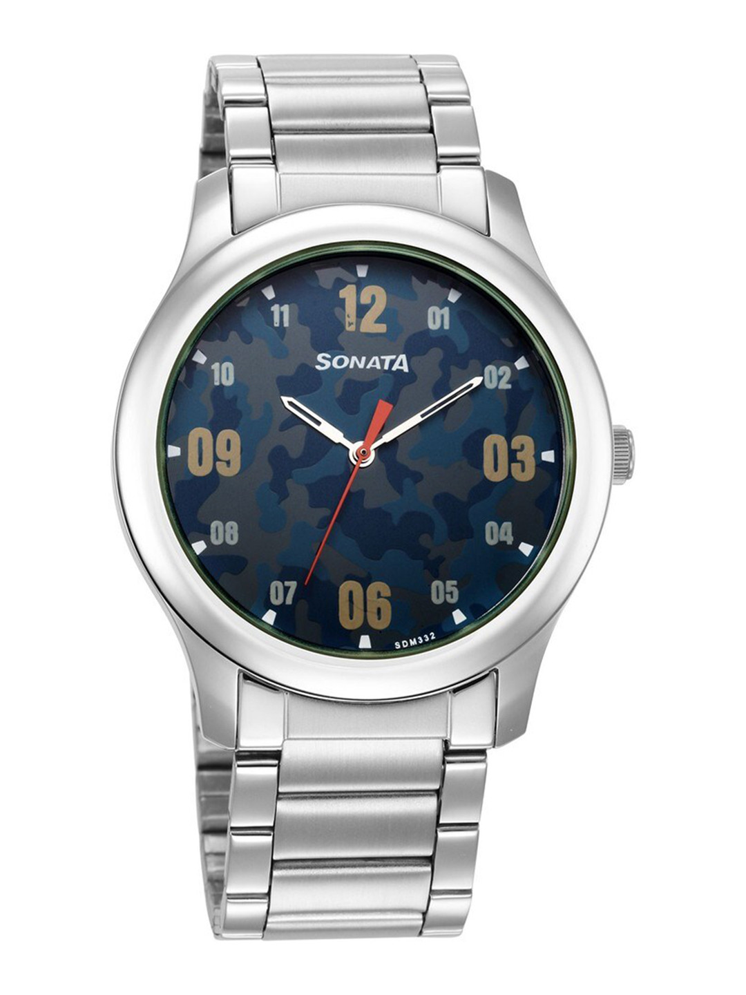 

Sonata Men Printed Steel Toned Stainless Steel Bracelet Style Straps Analogue Watch, Blue