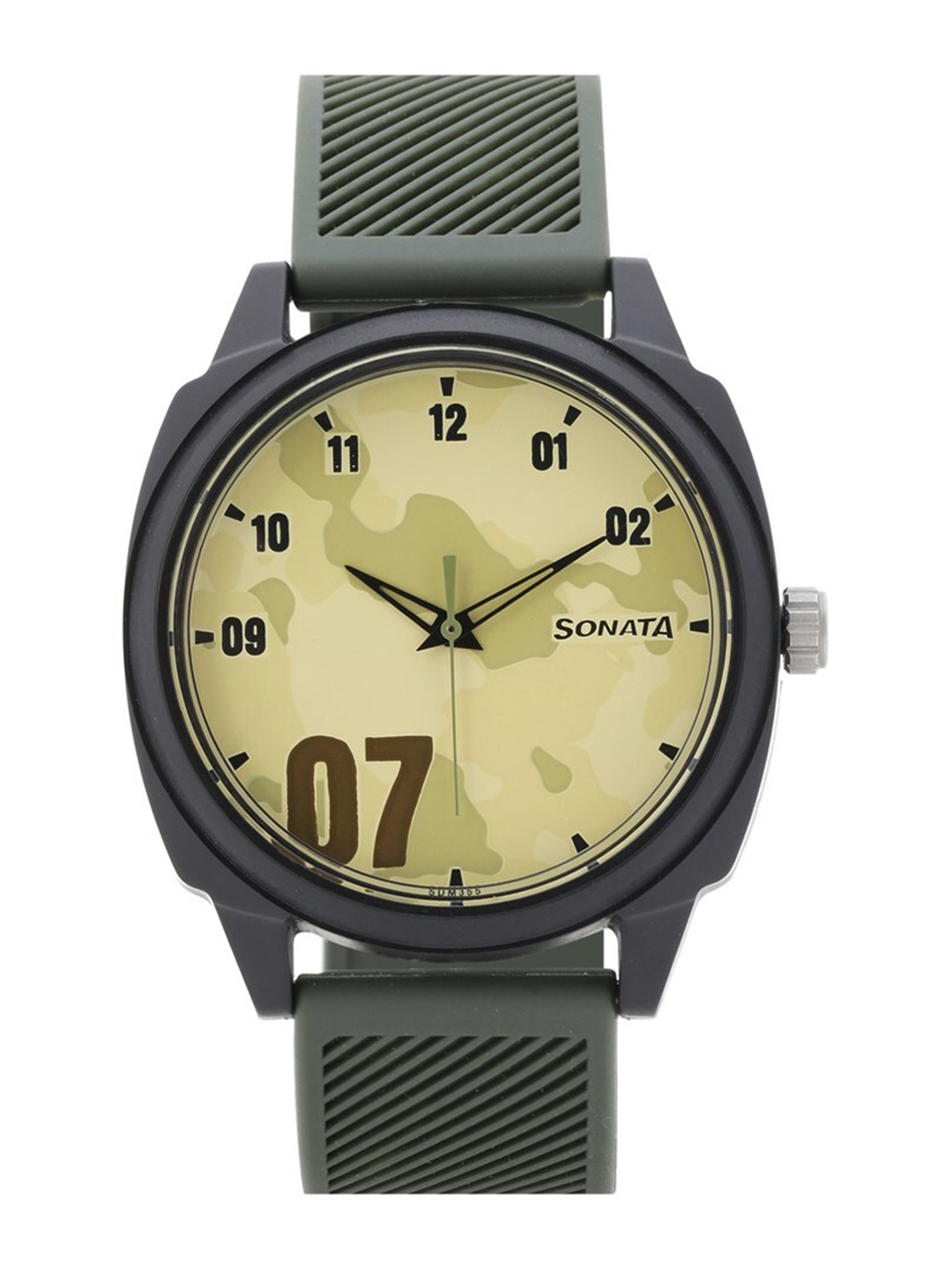 

Sonata Men Printed Dial & Bracelet Style Straps Analogue Watch- 77086PP10W, Olive