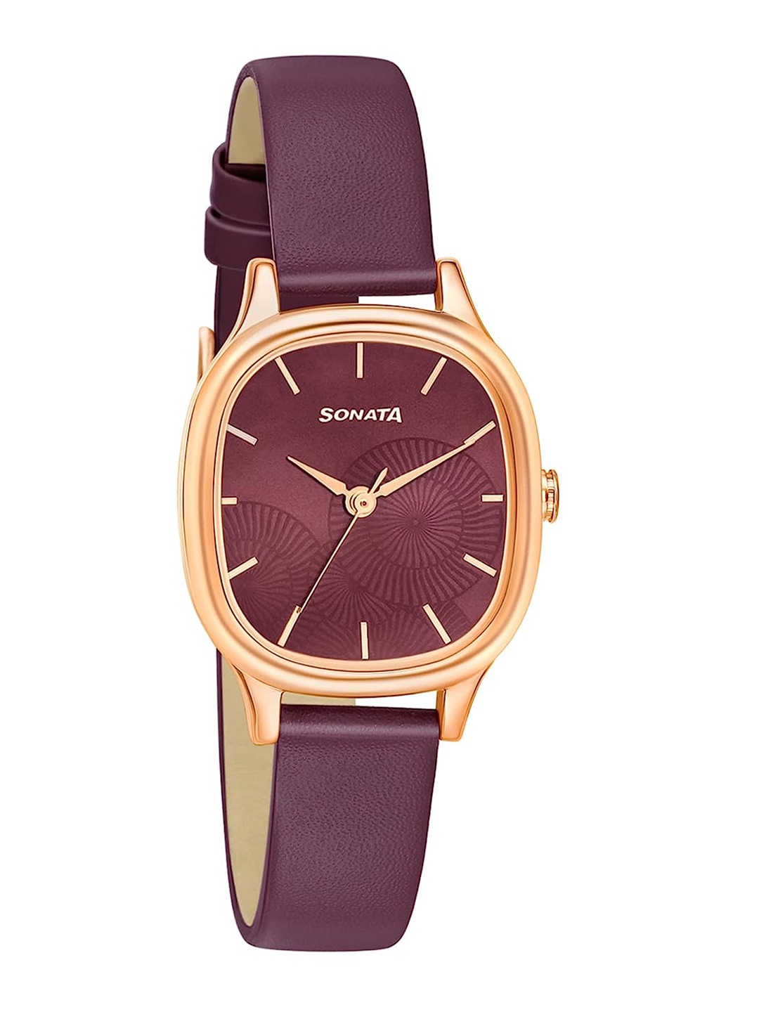 

Sonata Women Textured Dial & Leather Straps Analogue Watch- 8173WL01, Maroon